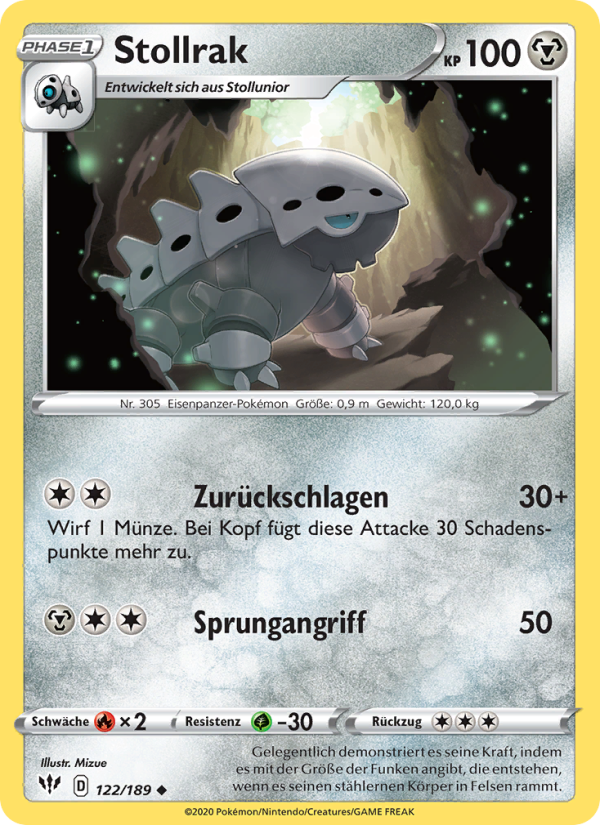 Stollrak 122 — Flammende Finsternis (German Pokémon TCG card)