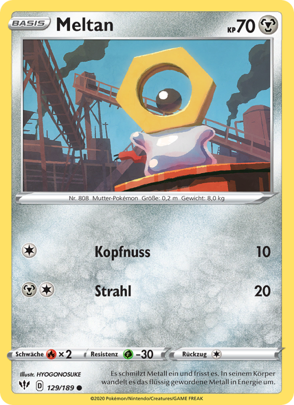 Meltan 129 — Flammende Finsternis (German Pokémon TCG card)