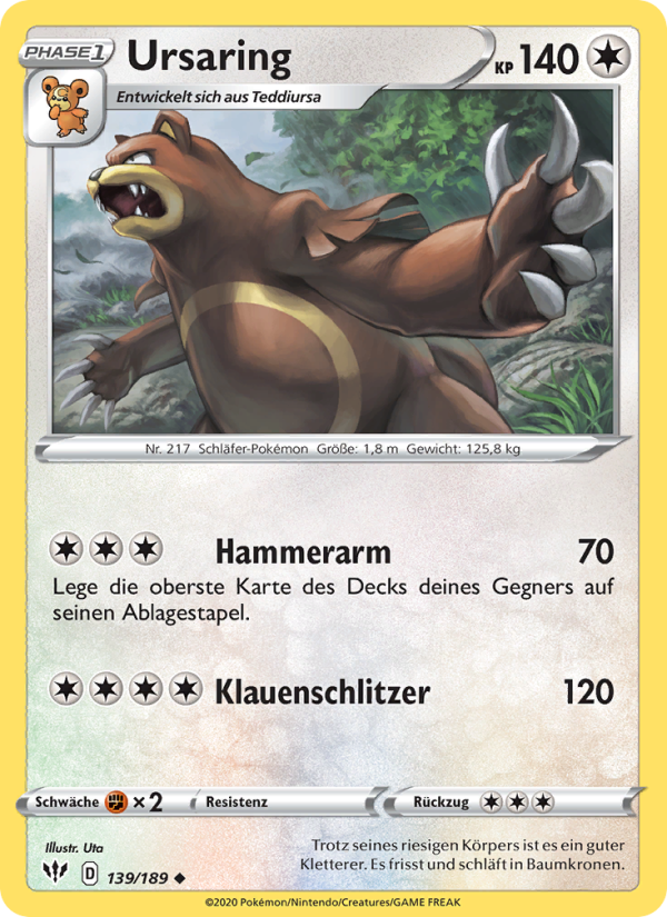 Ursaring 139 — Flammende Finsternis (German Pokémon TCG card)