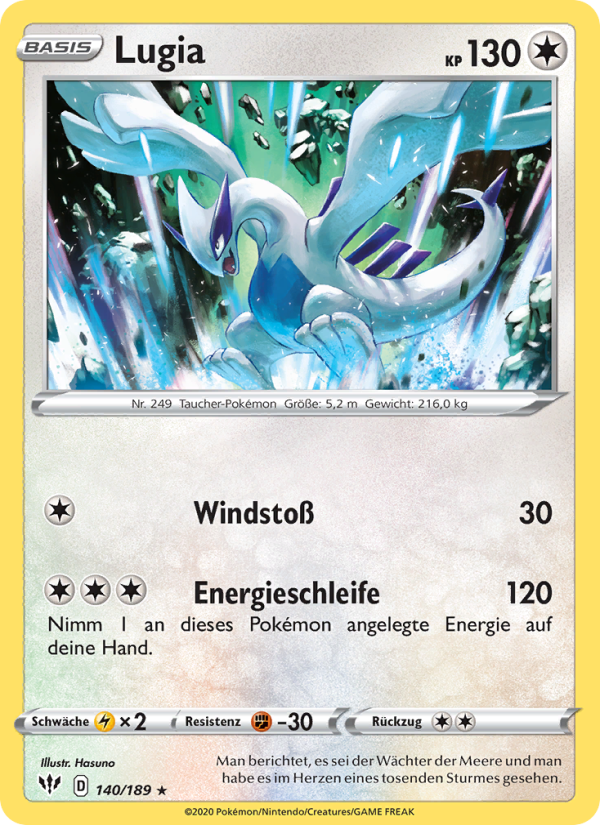 Lugia 140 — Flammende Finsternis (German Pokémon TCG card)