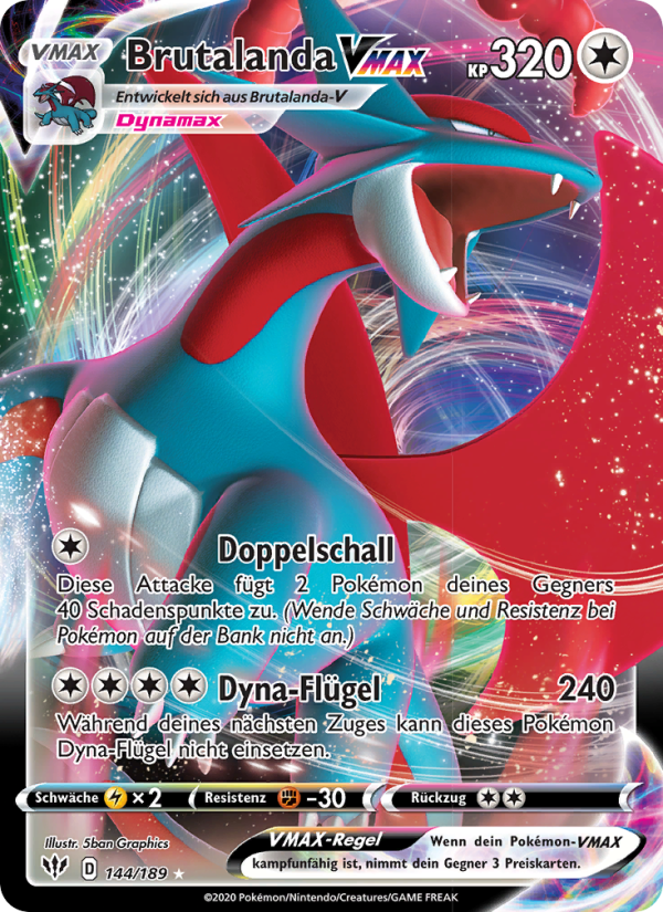 Brutalanda VMAX 144 — Flammende Finsternis (German Pokémon TCG card)