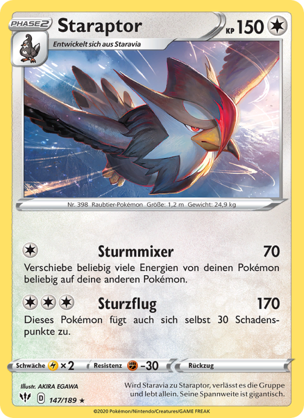 Staraptor 147 — Flammende Finsternis (German Pokémon TCG card)
