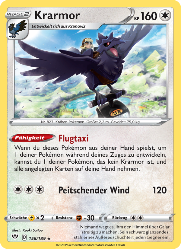 Krarmor 156 — Flammende Finsternis (German Pokémon TCG card)