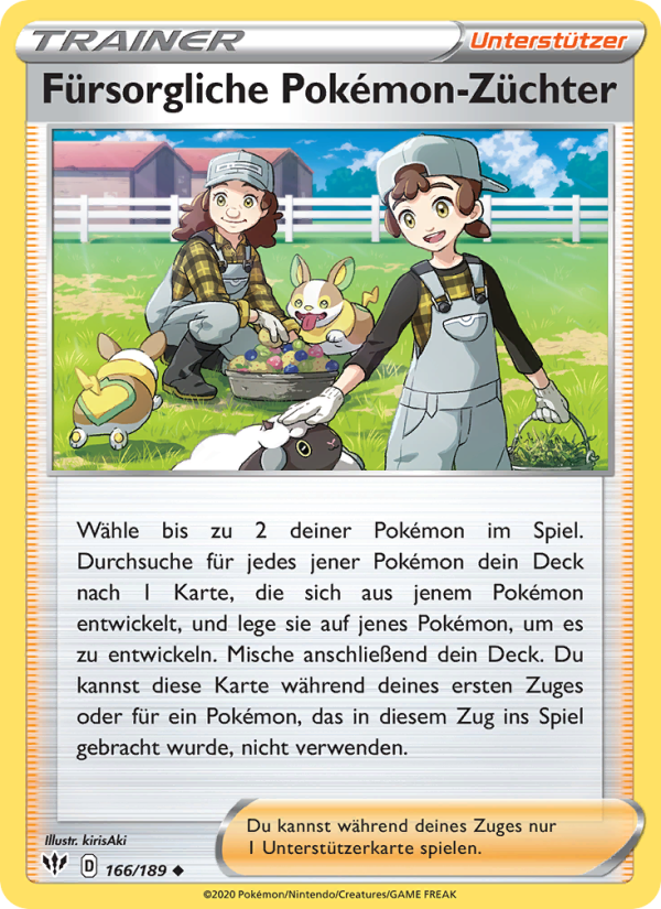 Fürsorgliche Pokémon-Züchter 166 — Flammende Finsternis (German Pokémon TCG card)