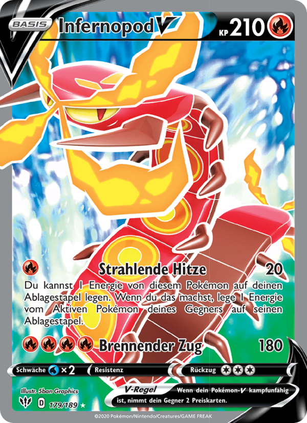 Infernopod V 179 — Flammende Finsternis (German Pokémon TCG card)