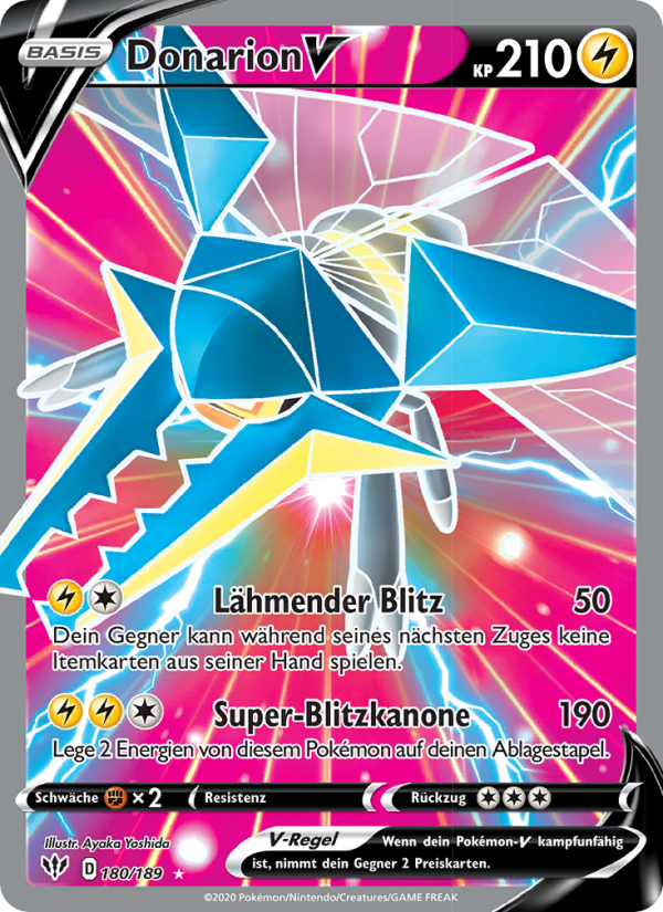 Donarion V 180 — Flammende Finsternis (German Pokémon TCG card)
