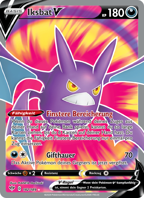 Iksbat V 182 — Flammende Finsternis (German Pokémon TCG card)