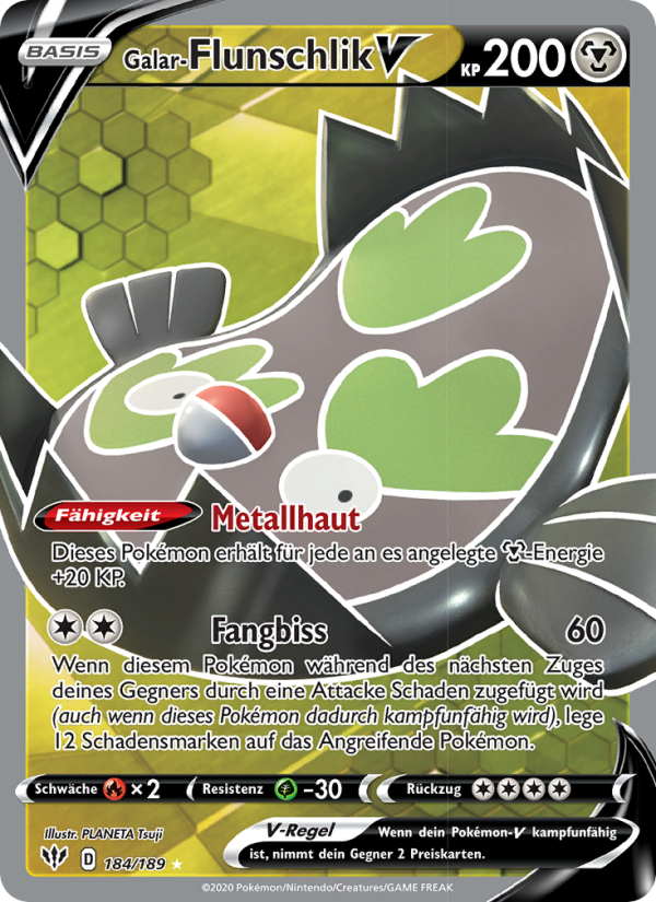 Galar-Flunschlik V 184 — Flammende Finsternis (German Pokémon TCG card)