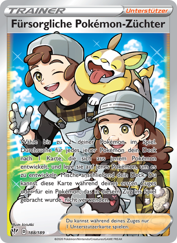 Fürsorgliche Pokémon-Züchter 188 — Flammende Finsternis (German Pokémon TCG card)