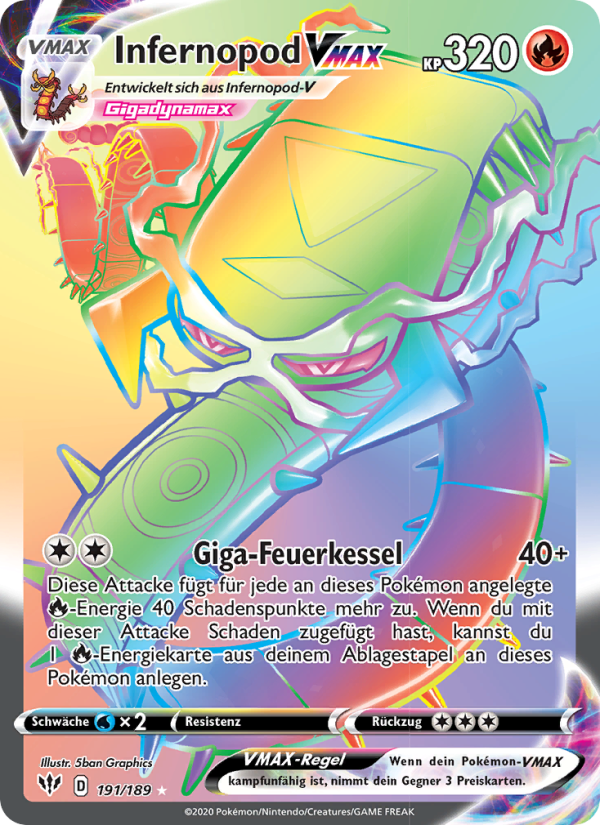 Infernopod VMAX 191 — Flammende Finsternis (German Pokémon TCG card)