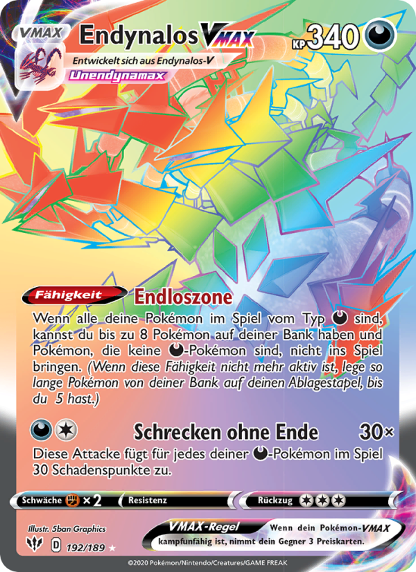 Endynalos VMAX 192 — Flammende Finsternis (German Pokémon TCG card)