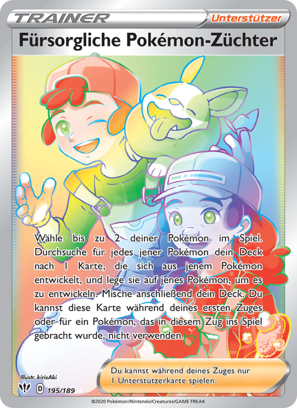 Fürsorgliche Pokémon-Züchter 195 — Flammende Finsternis (German Pokémon TCG card)