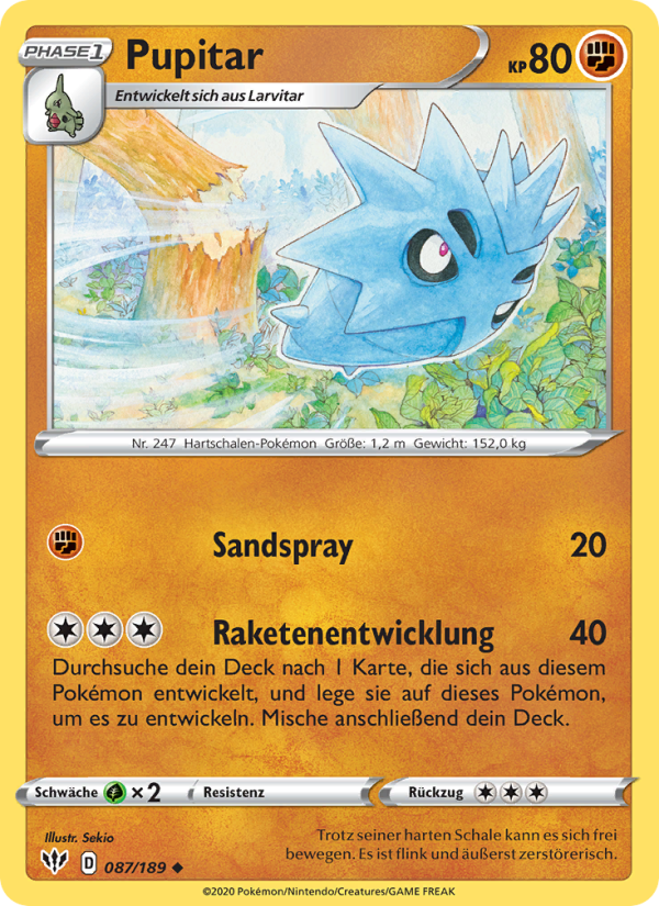 Pupitar 87 — Flammende Finsternis (German Pokémon TCG card)