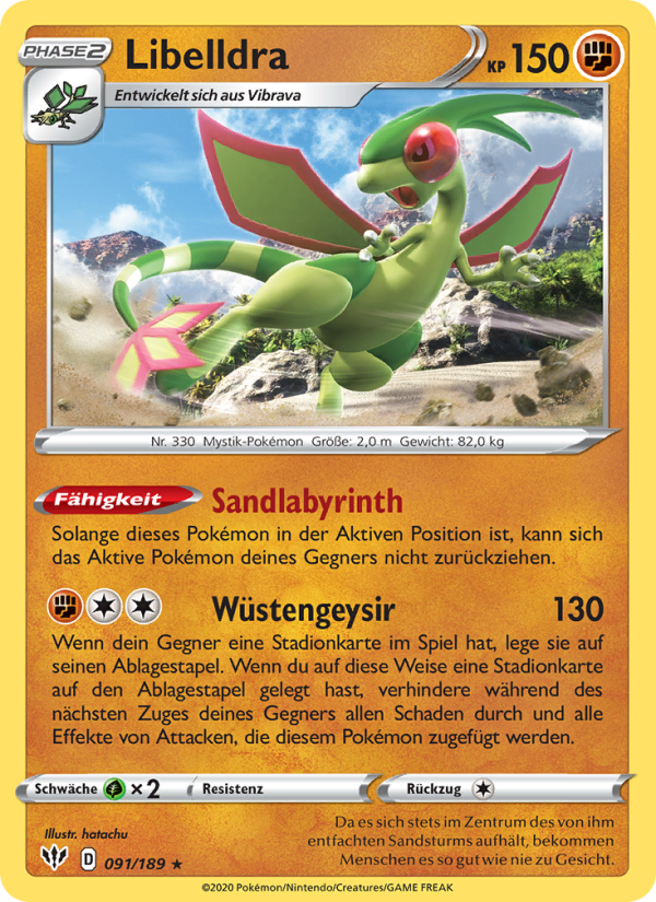 Libelldra 91 — Flammende Finsternis (German Pokémon TCG card)