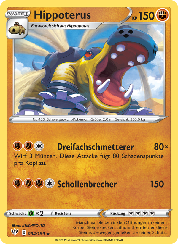 Hippoterus 94 — Flammende Finsternis (German Pokémon TCG card)