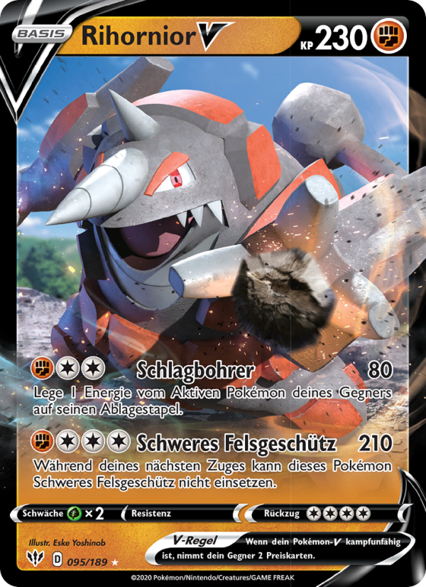 Rihornior V 95 — Flammende Finsternis (German Pokémon TCG card)