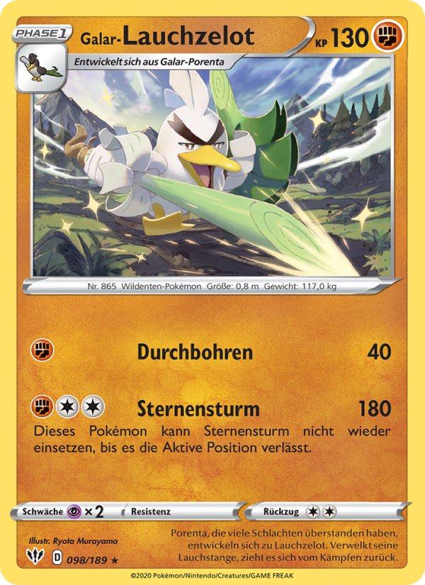 Galar-Lauchzelot 98 — Flammende Finsternis (German Pokémon TCG card)