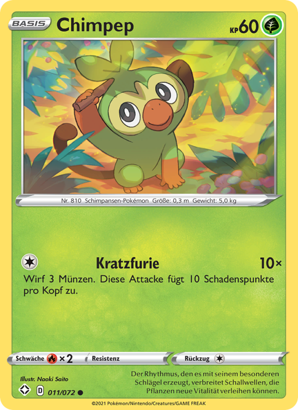 Chimpep 11 — Glänzendes Schicksal (German Pokémon TCG card)