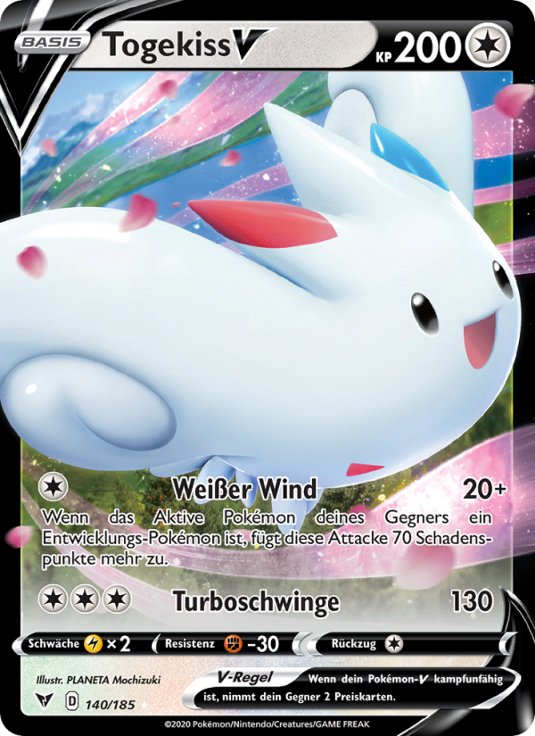 Togekiss V 140 — Farbenschock (German Pokémon TCG card)