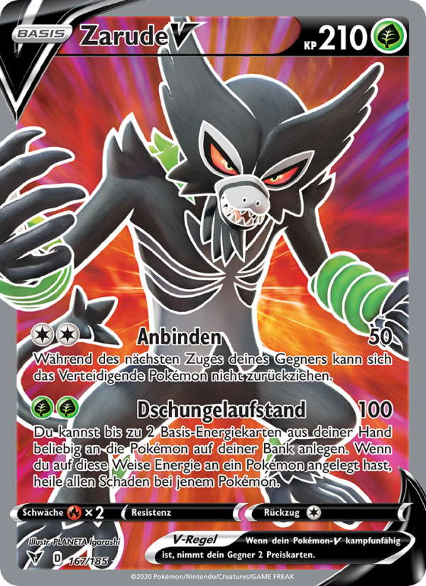 Zarude V 167 — Farbenschock (German Pokémon TCG card)
