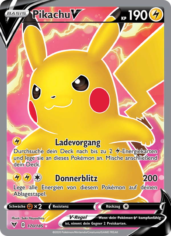 Pikachu V 170 — Farbenschock (German Pokémon TCG card)