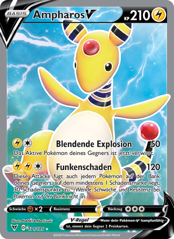 Ampharos V 171 — Farbenschock (German Pokémon TCG card)