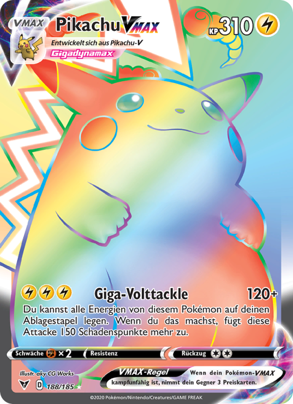 Pikachu VMAX 188 — Farbenschock (German Pokémon TCG card)