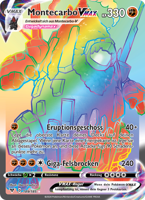 Montecarbo VMAX 189 — Farbenschock (German Pokémon TCG card)
