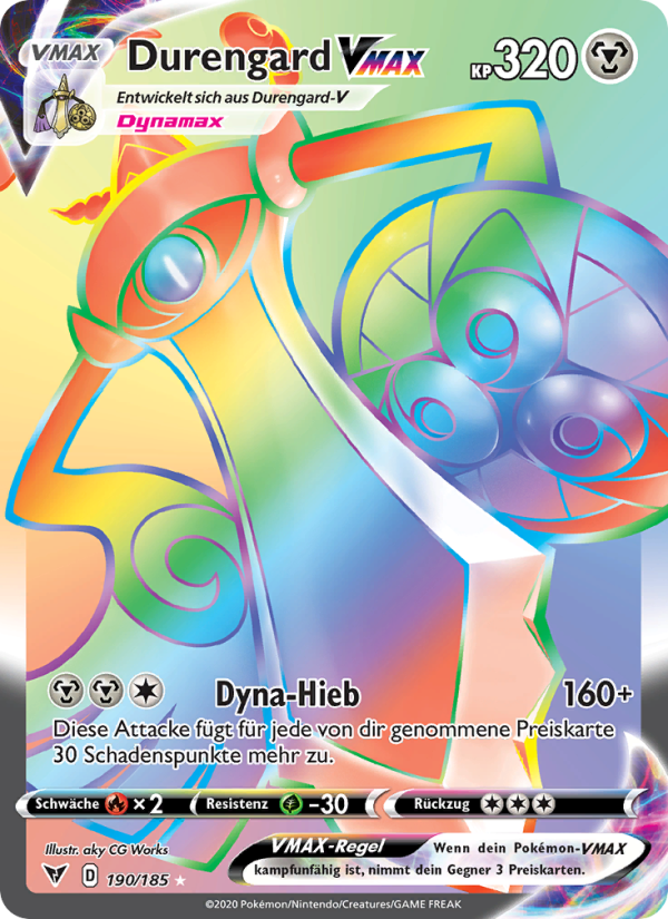 Durengard VMAX 190 — Farbenschock (German Pokémon TCG card)