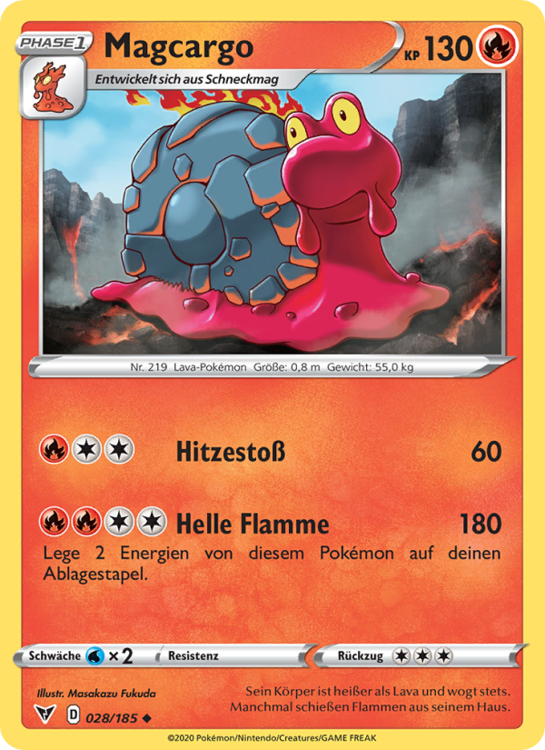 Magcargo 28 — Farbenschock (German Pokémon TCG card)