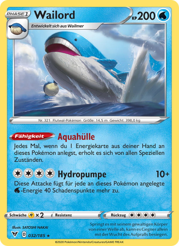 Wailord 32 — Farbenschock (German Pokémon TCG card)