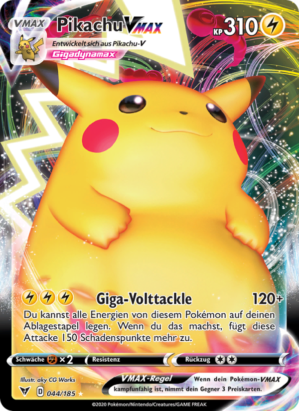 Pikachu VMAX 44 — Farbenschock (German Pokémon TCG card)