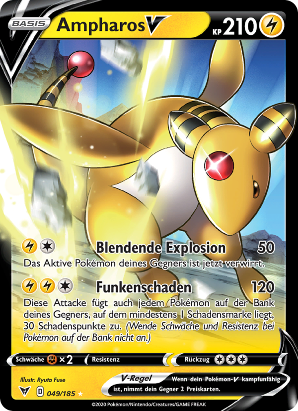 Ampharos V 49 — Farbenschock (German Pokémon TCG card)