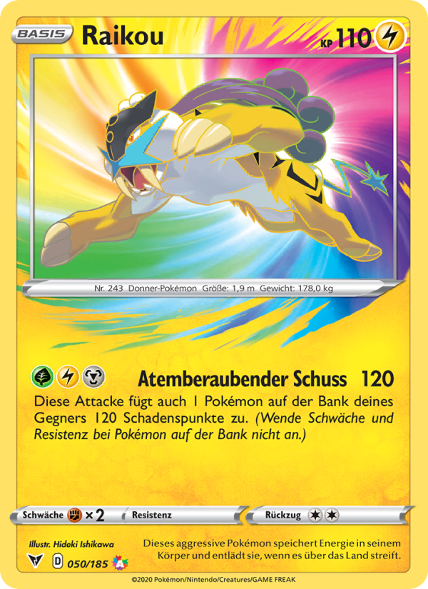 Raikou 50 — Farbenschock (German Pokémon TCG card)