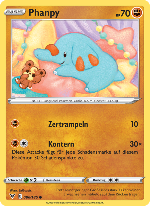 Phanpy 86 — Farbenschock (German Pokémon TCG card)