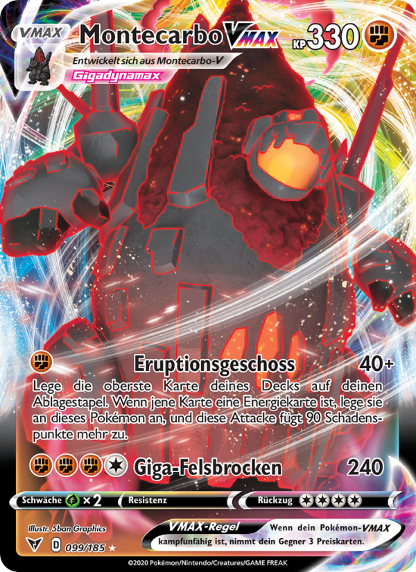 Montecarbo VMAX 99 — Farbenschock (German Pokémon TCG card)