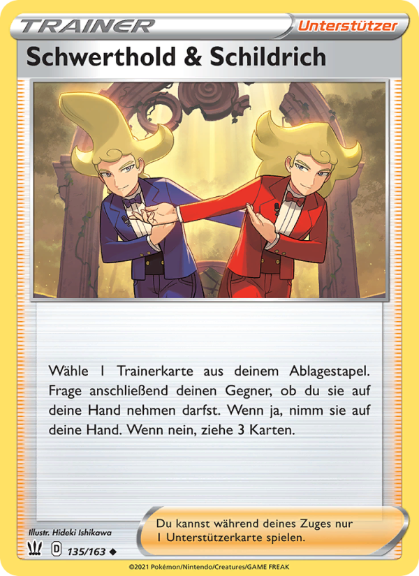 Schwerthold & Schildrich 135 — Kampfstile (German Pokémon TCG card)