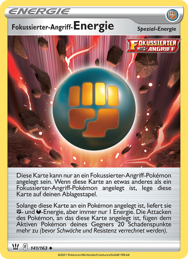 Fokussierter-Angriff-Energie 141 — Kampfstile (German Pokémon TCG card)