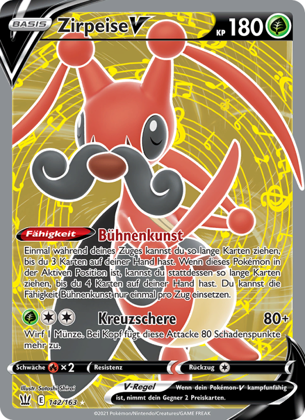 Zirpeise V 142 — Kampfstile (German Pokémon TCG card)