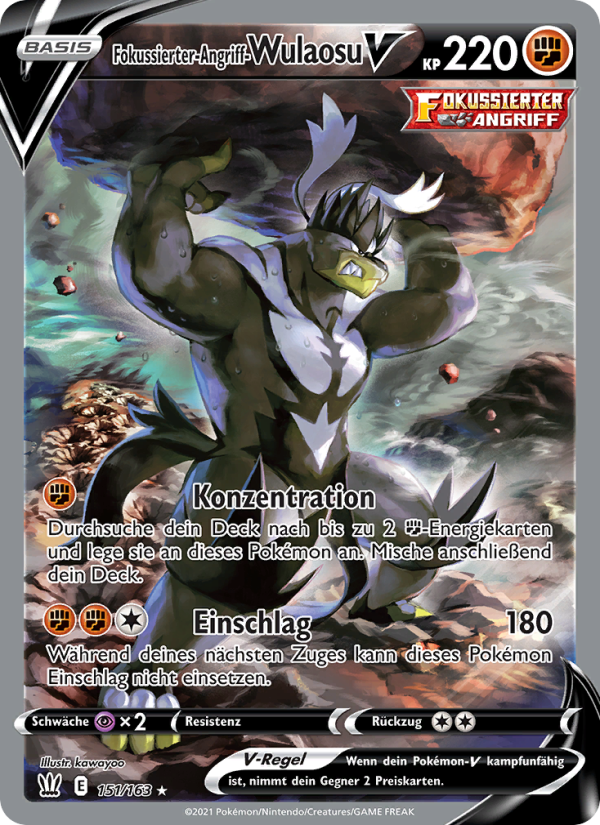 Fokussierter-Angriff-Wulaosu V 151 — Kampfstile (German Pokémon TCG card)