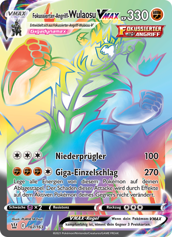 Fokussierter-Angriff-Wulaosu VMAX 167 — Kampfstile (German Pokémon TCG card)