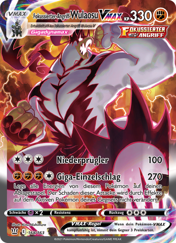 Fokussierter-Angriff-Wulaosu VMAX 168 — Kampfstile (German Pokémon TCG card)
