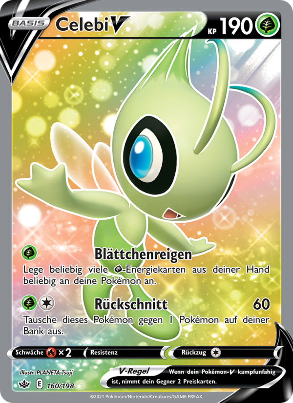 Celebi V 160 — Schaurige Herrschaft (German Pokémon TCG card)
