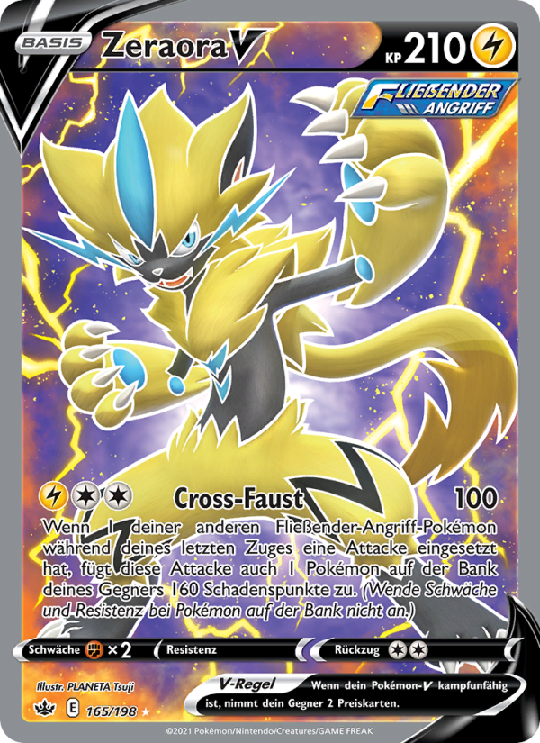 Zeraora V 165 — Schaurige Herrschaft (German Pokémon TCG card)