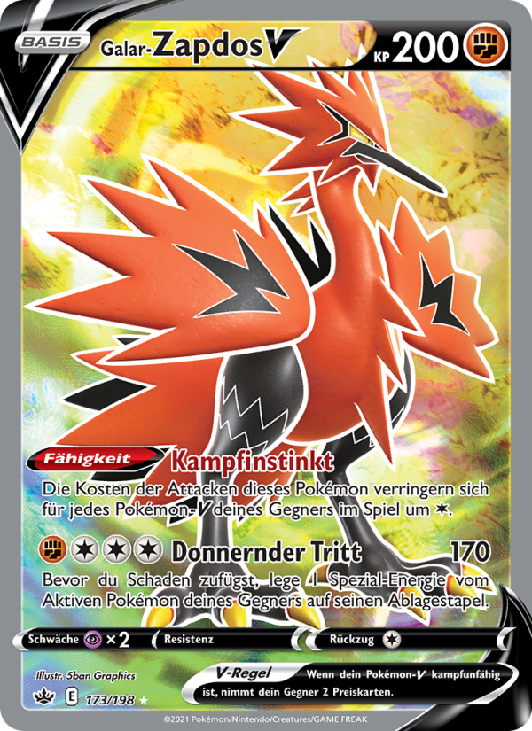 Galar-Zapdos V 173 — Chilling Reign (German Pokémon TCG card)