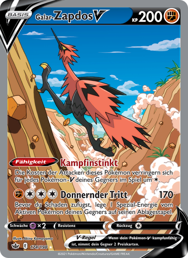 Galar-Zapdos V 174 — Schaurige Herrschaft (German Pokémon TCG card)