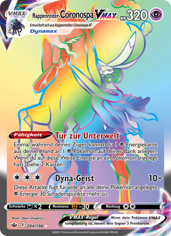 Rappenreiter-Coronospa VMAX 204 — Schaurige Herrschaft (German Pokémon TCG card)