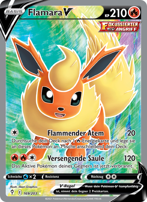 Flamara V 169 — Drachenwandel (German Pokémon TCG card)