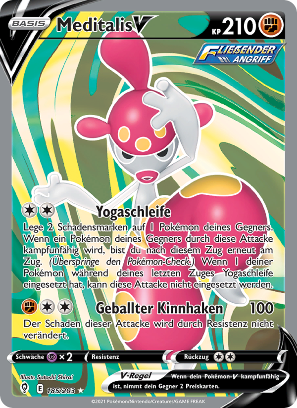 Meditalis V 185 — Drachenwandel (German Pokémon TCG card)