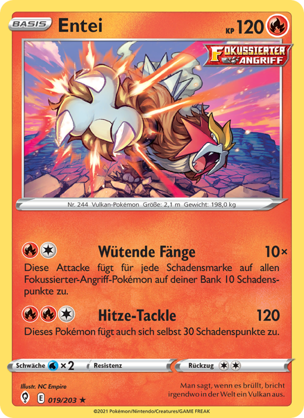 Entei 19 — Evolving Skies (German Pokémon TCG card)